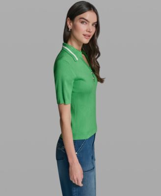 Women's Short-Sleeve Collared Sweater