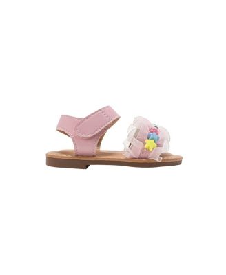 Little Girls Fashion Sandals with Ruffle Detail and Mix Beads