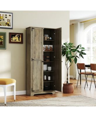 72" Farmhouse Pantry Cabinet, Tall Storage Cabinet, Distressed