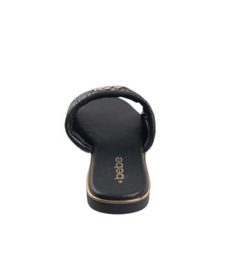 Women's Fashion Sandal with Quilted Repeat Logo and Medallion