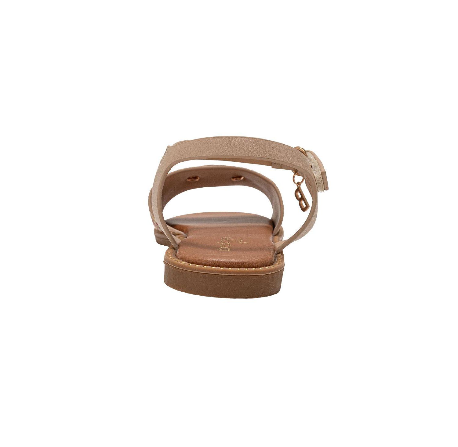 Girls Girl's Fashion Sandals - Dressy Shoes with Raffia Upper and Logo Medallion Accent