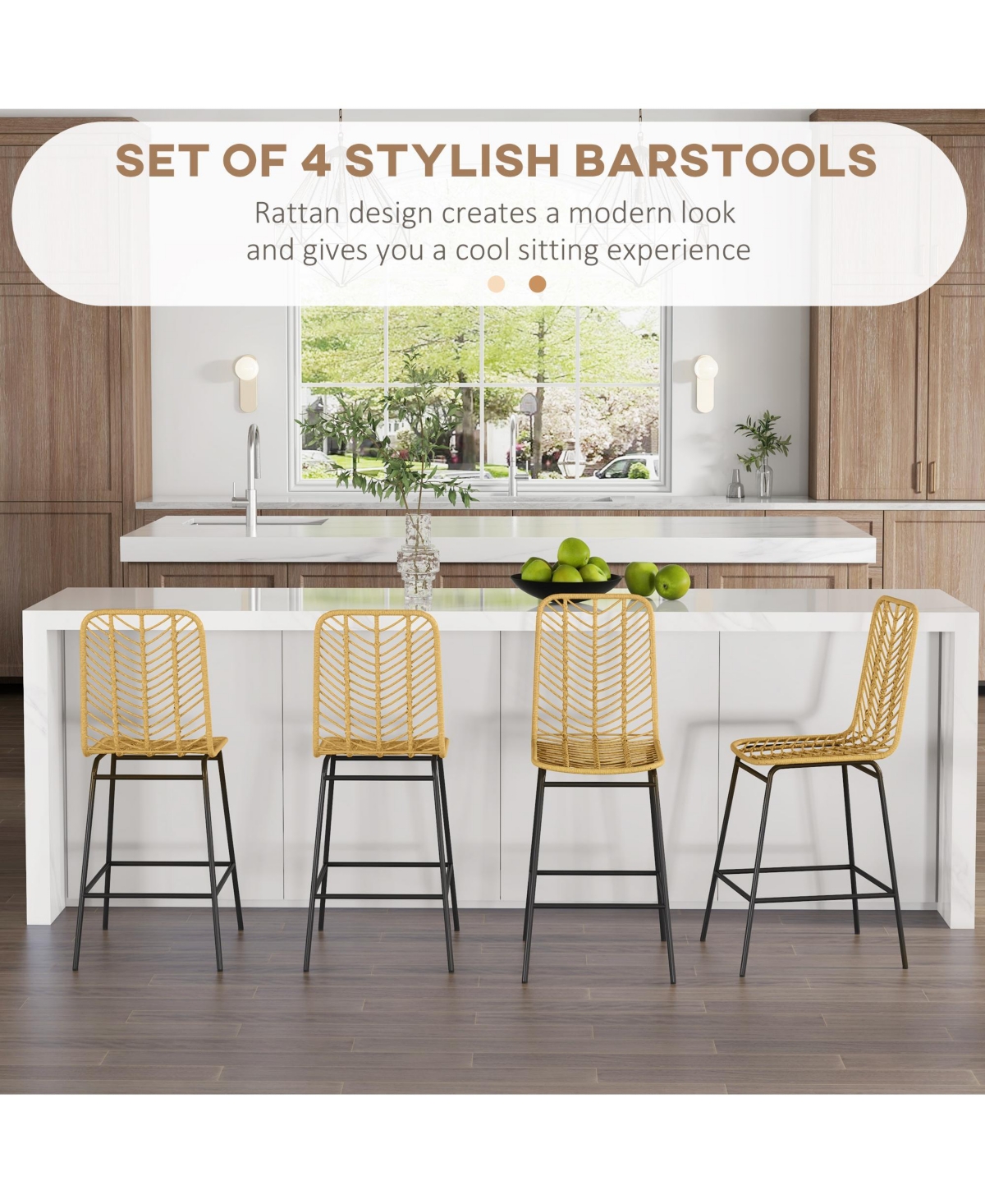 Homcom Modern Rat Bar Stools Set of for Kitchen Seating