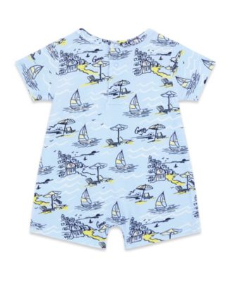 Baby Boys' Stretch Jersey Resort Motif Printed Short-Sleeve Romper