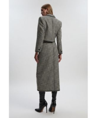 Women's Tweed Belted Pencil Skirt