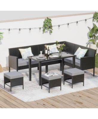 Small space patio furniture 7-piece outdoor furniture set