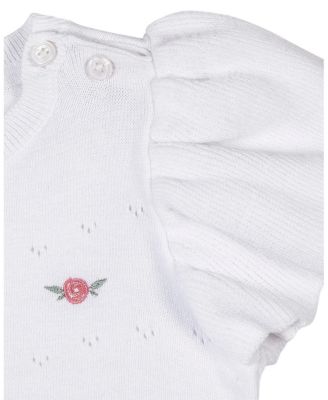 Girls Organic Ruffle Sleeve Pointelle Sweater