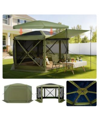 12 x 12 ft Pop-Up Gazebo Screen Tent, 6-Sided, Removable Top, Carry Bag, Screen House Shelter for 8-10 Persons