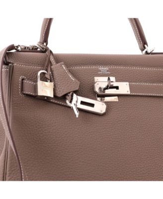 Kelly 28 Handbag Grey Togo with Palladium Hardware