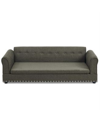 Oversized Pet Sofa, Modern Linen Fabric Elevated Dog Bed with Backrest & Armrest for Large Dogs