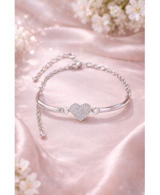 Girls Gold Plated CZ Heart Bracelet