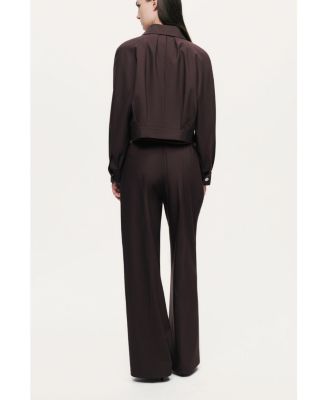 Women's Buckle Detail Cropped Zip Jacket