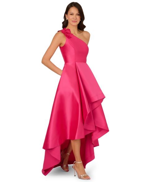 Женские платья Adrianna Papell Mikado One-Shoulder High-Low Gown, цвет: Розовый