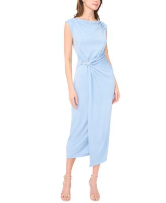 Women's Sleeveless Boat-Neck Pont&eacute;-Knot Wrap Midi Dress
