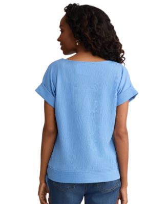 Petite Boat Neck Dolman Short-Sleeve Top