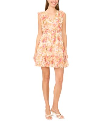 Women's V-Neck Smocked Waist Mini Dress