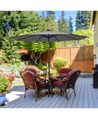 Outdoor 10 FT Patio Umbrella with Built-In Solar LED Lights