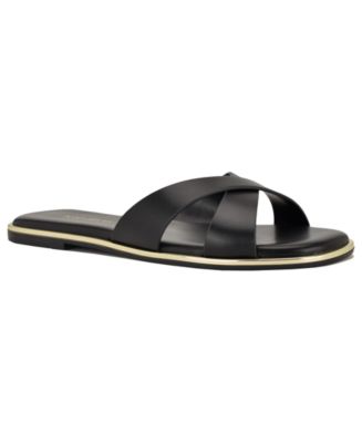 Nine West Women's Edeny Criss-Cross Flat Slip-On Sandals - Macy's