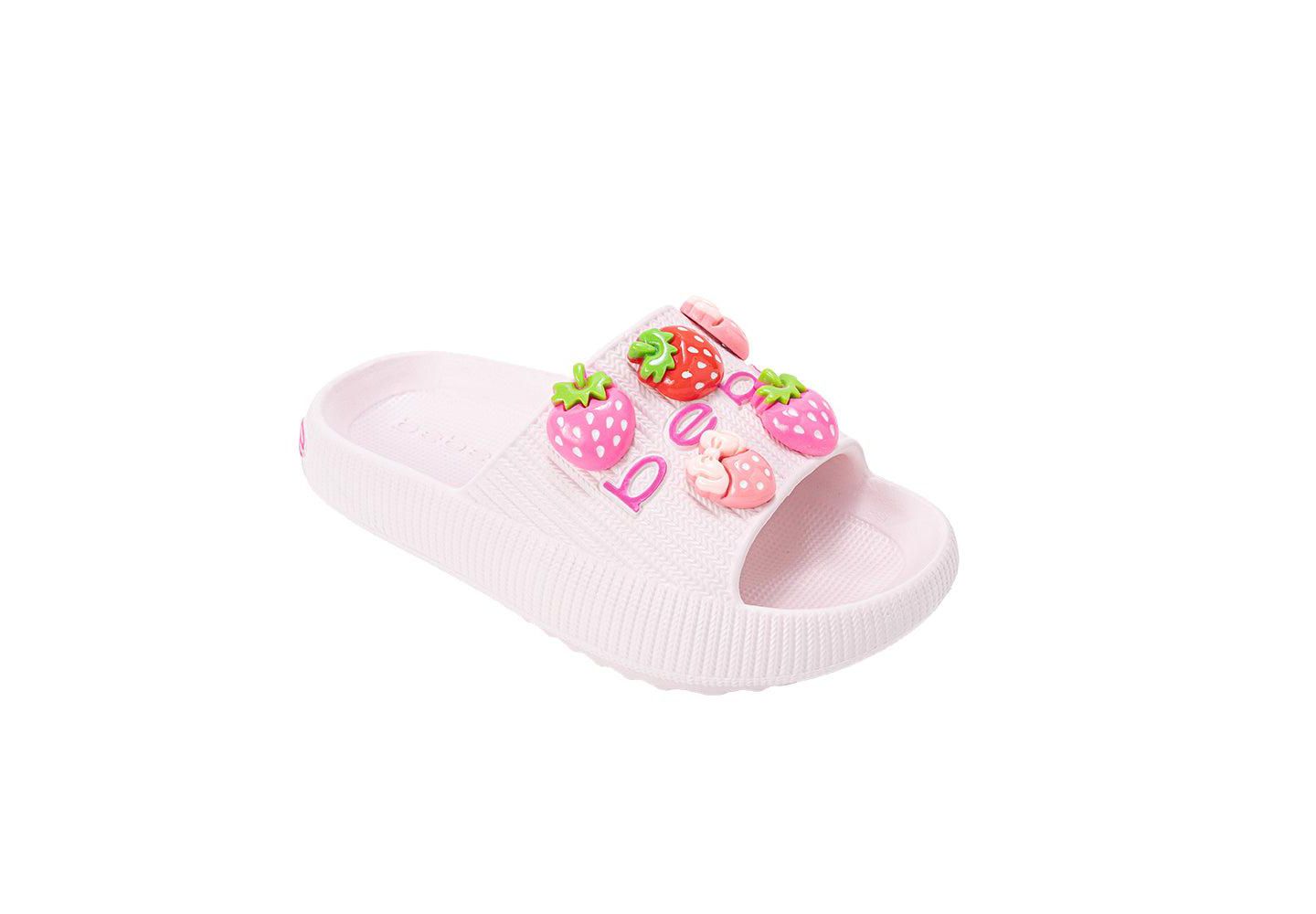 Сандалии Bebe Girls EVA Slide - Lightweight Comfy Slide Sandals with Strawberry Charms для девочек, цвет: Розовый — фото 1