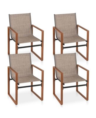 4 PCS Outdoor Dining Chairs Patio Furniture Chair w/ Breathable Seat & Backrest