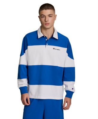 Men's Gridiron Blocked Long-Sleeve Rugby Polo Shirt
