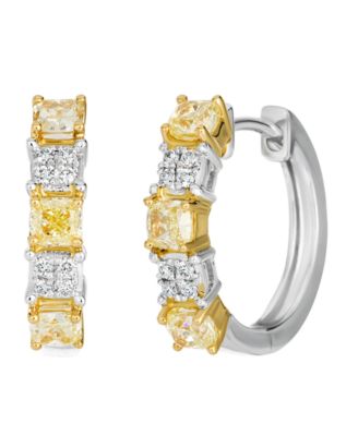Couture Sunny Yellow Diamond & Vanilla Diamond Small Hoop Earrings (1.19 ct. t.w.) in 14k Yellow Gold & Platinum