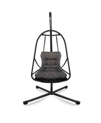Swing Egg Chair with Stand Indoor Outdoor Wicker Rattan Patio Basket Hanging Chair