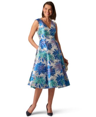 Women's Metallic V-Neck Midi Dress