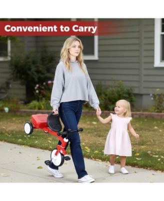 Toddler Tricycle with Glowing Wheels and 4-Level Adjustable Seat