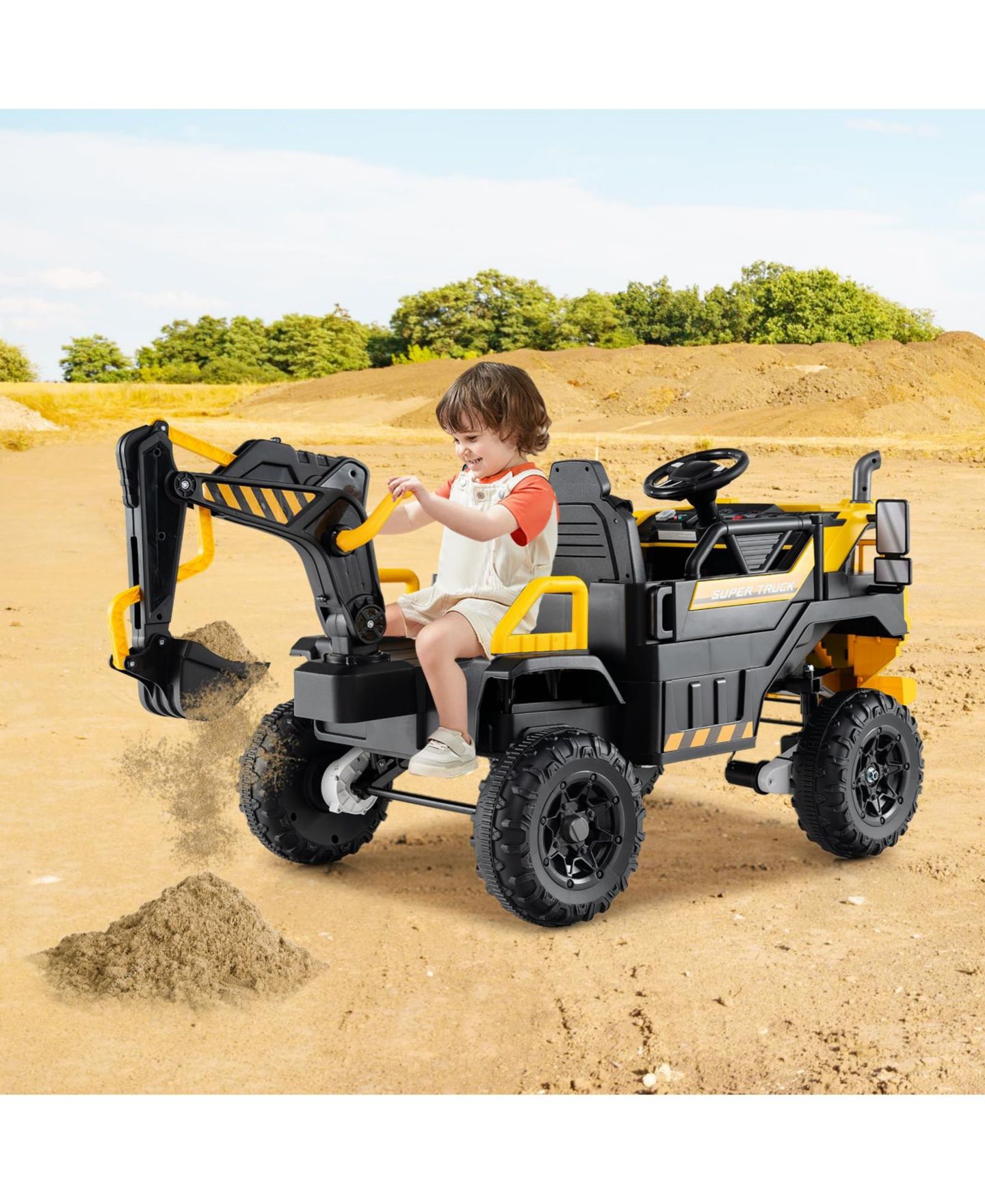 Детская игрушка Mecale 24V Ride On Excavator 4WD 2-Seater with Remote Control and Digging Arm, Ages 3+, цвет: Жёлтый — фото 2