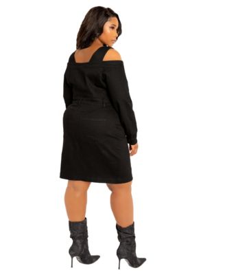 Plus Size Off Shoulder Denim Mini Dress