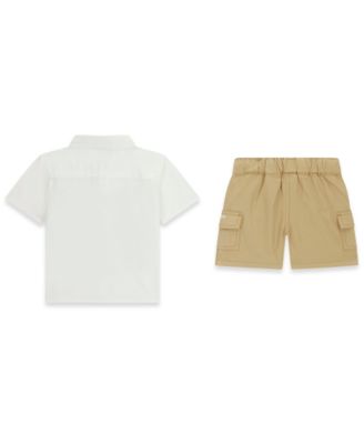 Baby Boys' Short-Sleeve Poplin Shirt and Cargo Shorts, 2-Piece Set