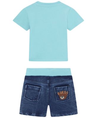 Baby Boys' Short-Sleeve T-Shirt and Knit Denim Shorts Set, 2-Piece Set