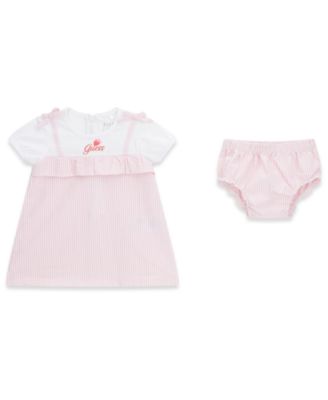 Baby Girls' Mixed Fabric Dress and Matching Bloomer