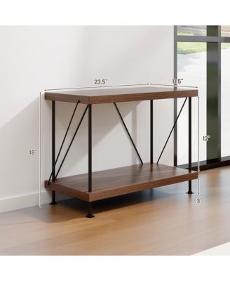 2PCS 2-Tier Multipurpose Display Rack Freestanding Bookshelf w/ Metal Frame