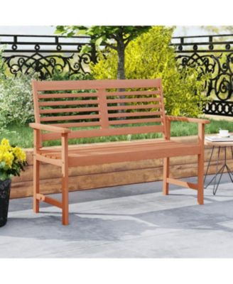 Outdoor 2-Seat Wood Loveseat with Slatted Seat Design