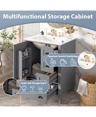 24"  Bathroom Vanity with Sink, Modern Multi-Drawer Storage with Soft Close, Easy Assembly for Small Spaces-Sillysis