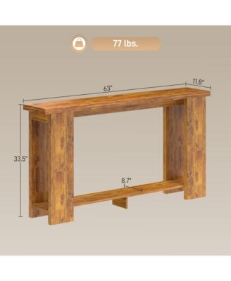 Farmhouse Console Table, 63" Narrow Entryway Table