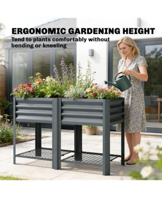Raised Garden Bed with Storage Shelf 31.5" High