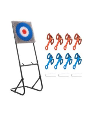 Axe Throwing Game, Plastic Bristle Target with 8 Axes and Foldable Steel Frame for Indoor and Outdoor Play