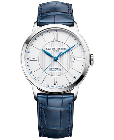 Baume & Mercier Men's Swiss Automatic Classima Blue Leather Strap Watch 40mm M0A10272