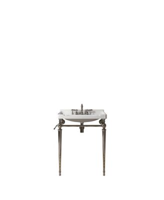 28" Bathroom Console Sink with Vanity, Wall Mounted Basin & Silver Stainless Steel Legs, Towel Bar Included-Sillysis