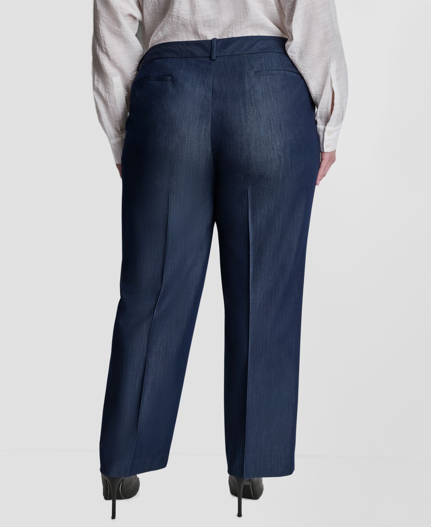Женские брюки DKNY Plus Size Mid-Rise Pleated Trouser, цвет: Тёмный тёмно-синий — фото 6
