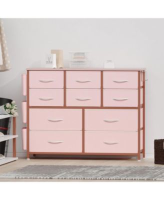 10-Drawer Fabric Dresser Chest: Spacious Organizer with Side Pockets & Hooks