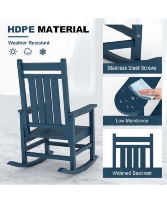 1 Piece Outdoor Rocking Chair, All-Weather Patio Rocking Chairs for Porch, Outdoor Patio Rockers with High Back & Wide Seat for Garden