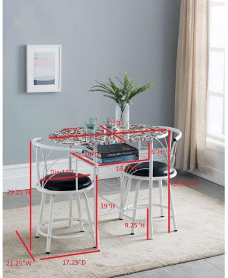 Compact Dinette Set with Drop Leaf Table and 2 Comfortable Chairs