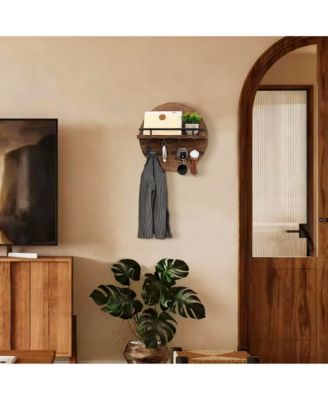 Home Decor，wall Decorative Key & Mail Holder with Hooks, Shelf, and Organizer