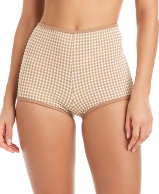 Women's Check Me Out Moderate-Coverage Swim Boy Shorts