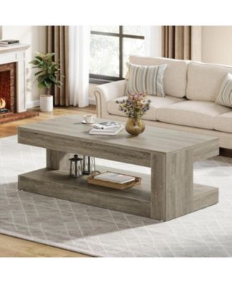 Coffee Table for Living Room, 47.24-Inch Farmhouse 2-Tier Accent Center Tea