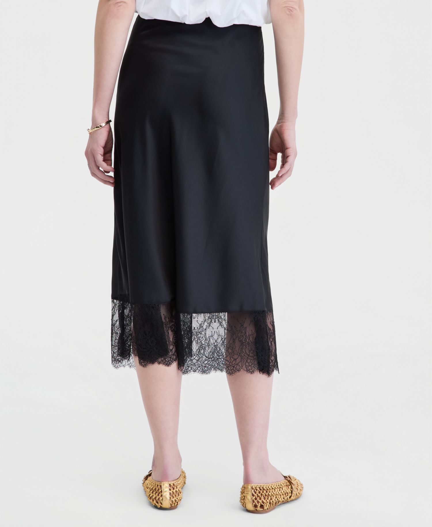 Women's Lace-Hem Midi Slip Skirt