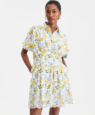 Women's Cutwork-Hem Mini Shirtdress